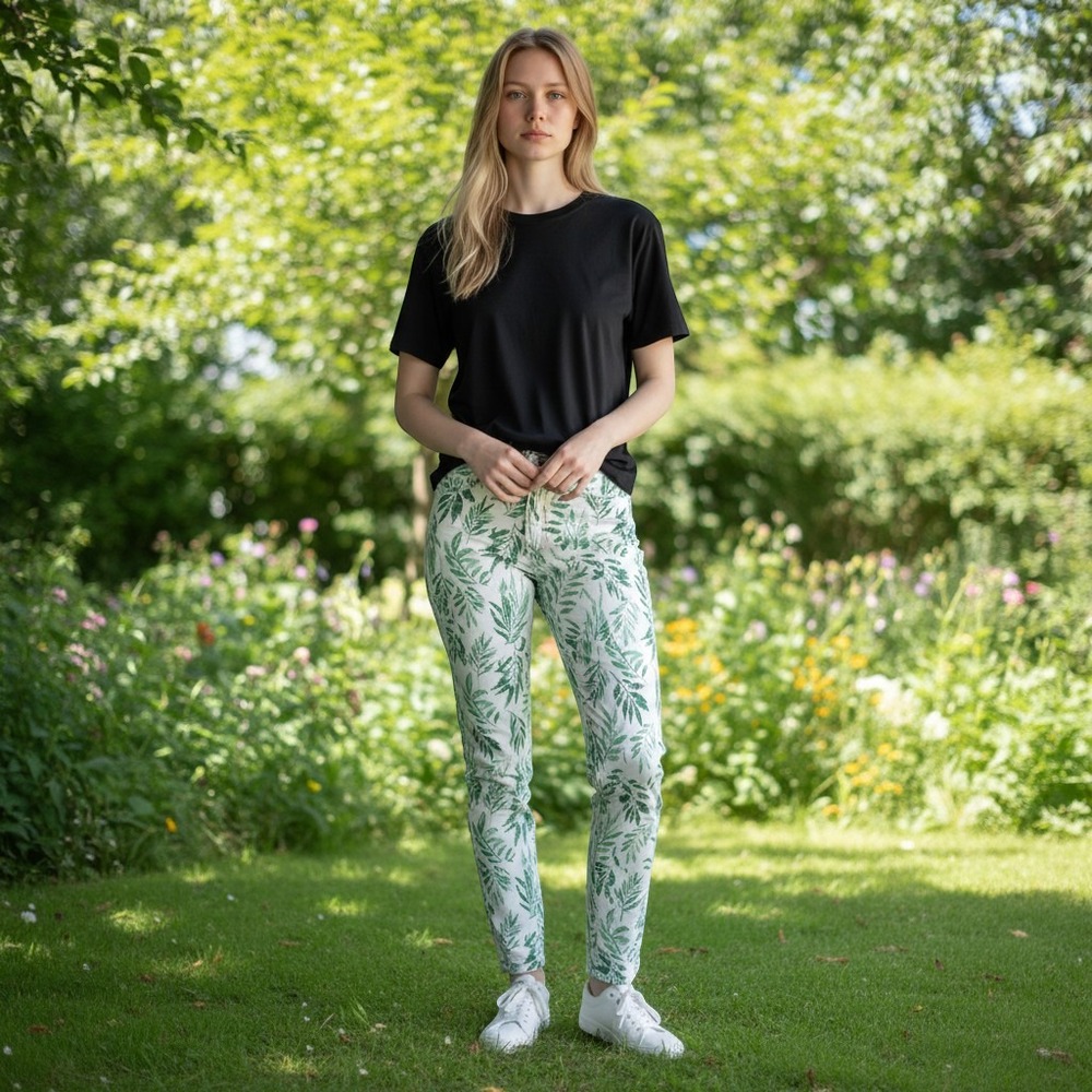 J.McLaughlin Lexi Jean in Beaumont Leaf Print Cotton Stretch Pants Size 0
